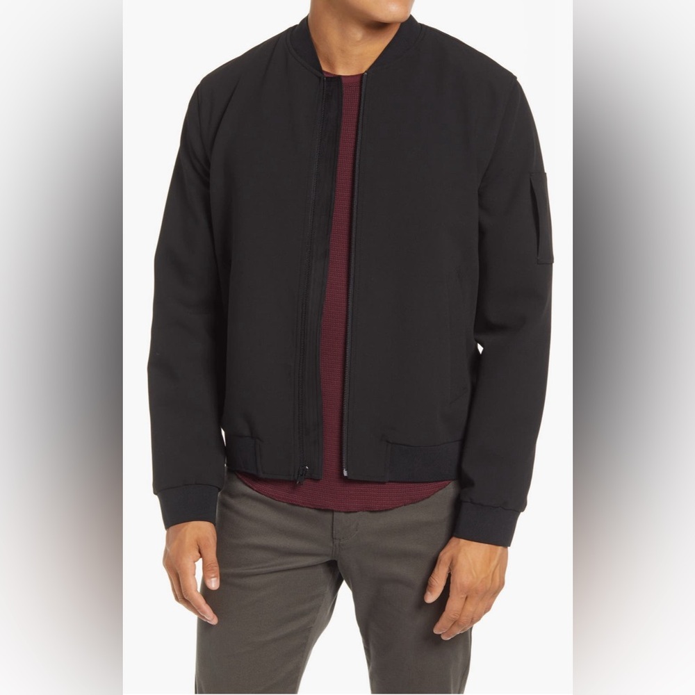 Vince Men’s Slim Fit Bomber Jacket, size L, black
